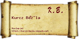 Kurcz Béla névjegykártya